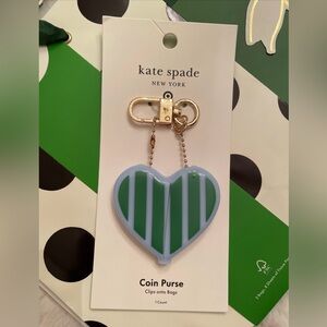 NEW kate spade limited edition Striped Heart Coin Purse Bag Charm FREE SHIP